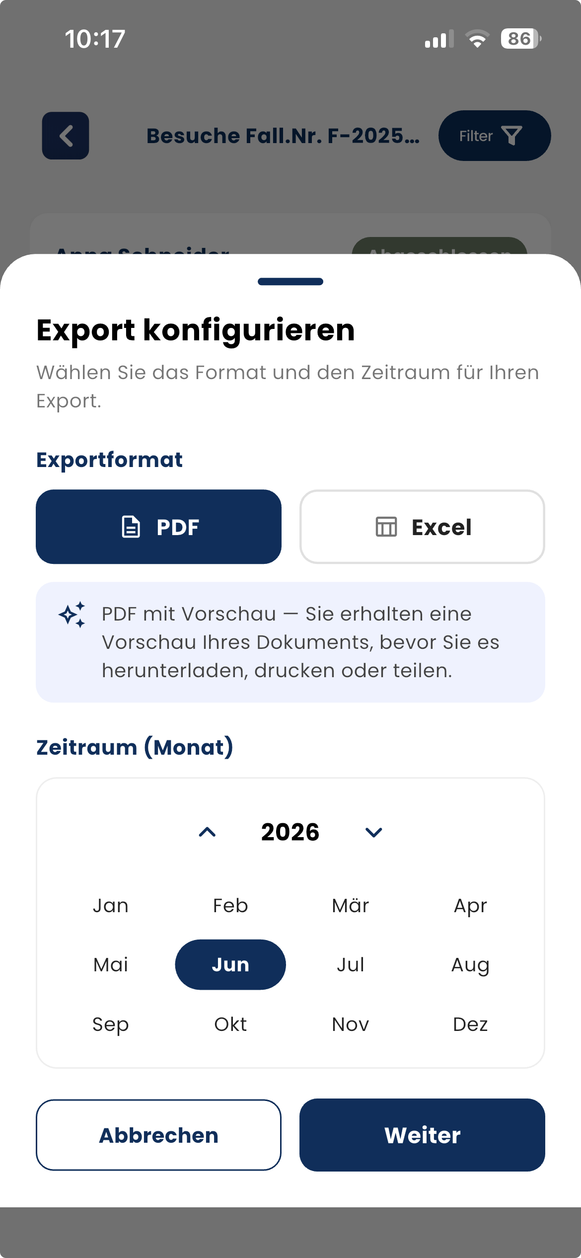 Export starten in DokuBot